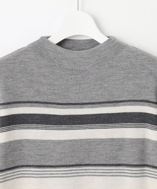 J.PRESS LADIES 【洗える】MULTI PITCH STRIPE ボーダー ニット ライトグレー系1