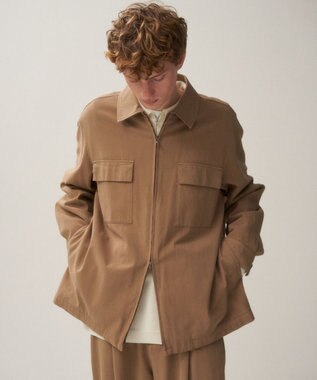 ATON COTTON VOILE SATIN | ジップアップジャケット - UNISEX CAMEL