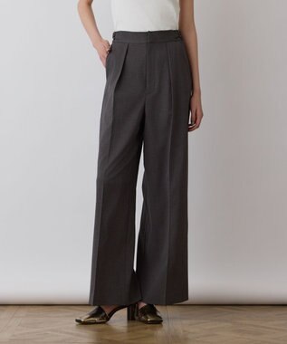 GRACE CONTINENTAL スラブストレッチタックパンツ チャコール