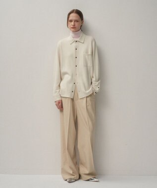 ATON MERINO COLLEGE FLANNEL | タックワイドパンツ BEIGE TOP