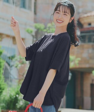 Tiaclasse L 【おのののかさん着用】冷凛(ひやりん)カノコドルマンスリーブカットソー ネイビー