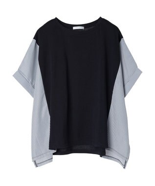 Green Parks 異素材脇切り替えドッキングプルオーバー Navy