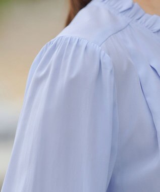 Tiaclasse フリルリボンブラウス サックス