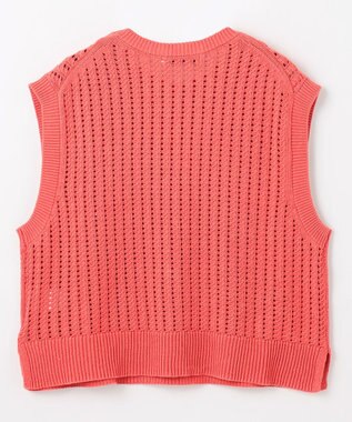 ANY L パターンメッシュニットベスト コーラル