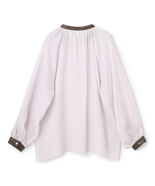 BEIGE， PAULINE / リネンヴィスコースフェイクレザー配色ブラウス Lilac