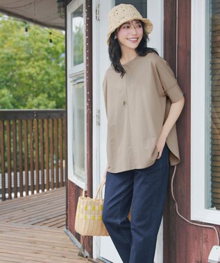 Tiaclasse L 【おのののかさん着用】冷凛(ひやりん)カノコドルマンスリーブカットソー ベージュ