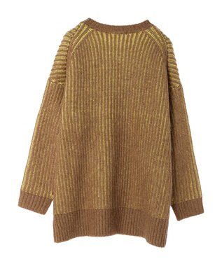 AMERICAN HOLIC バイカラー片畦ニットチュニック Mocha