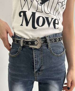 WEGO Lビジューバックルラメベルト