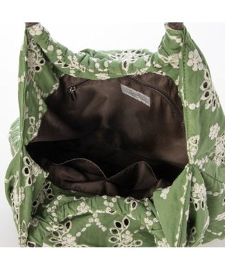 UNBILLION カシュカシュ cachecache / 花刺繍メッシュハンドルトートバッグ カーキ