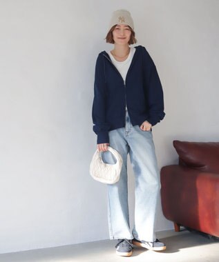 WEGO 【ユニセックス着用ITEM/MLサイズ展開】コンパクトフィットダブルZIPパーカー ネイビー