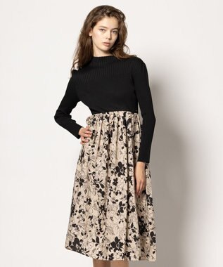 TOCCA 【洗える】CHANDELIER KNIT DRESS ニットドレス ブラック×ベージュ系