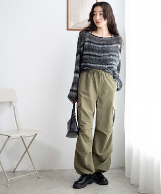 WEGO 【ウエストゴム】イージーパラシュートカーゴパンツ オリーブ