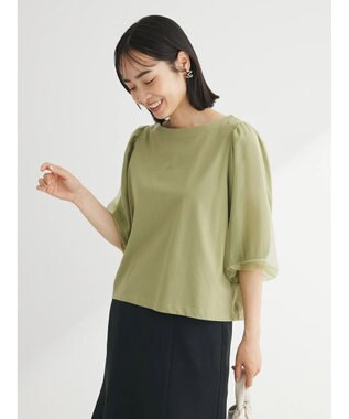 Green Parks オーガンジードッキングプルオーバー Light Green