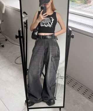 WEGO 【カップ付きインナー】グラフィックカップ付きリブタンク 柄9