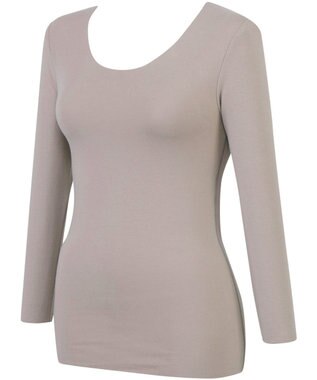 Wing あったかインナー 綿100％(肌側) 集中保温(背中) 【綿の贅沢 ここちフラット 集中保温】 8分袖 長袖 秋 冬 EL4868 ウイング／ワコール ブラウン