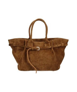 INTER-CHAUSSURES 【CHRISTIAN VILLA】レザーミディアムハンドバッグ ブラウンスウェード