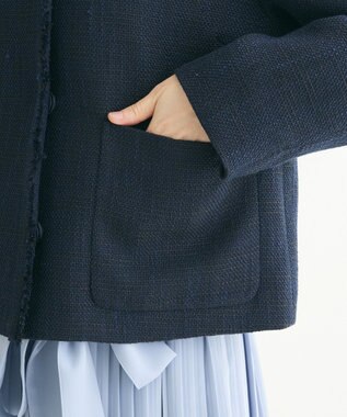 Green Parks ef-de ツイードノーカラージャケット Navy