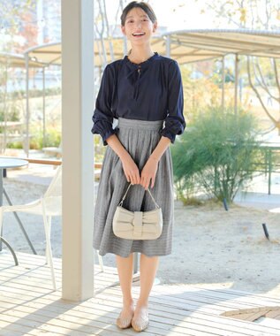 Tiaclasse フリルリボンブラウス ネイビー