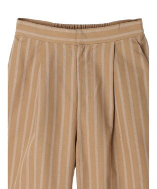 Green Parks 綿麻混タックストレートワイドパンツ Stripe