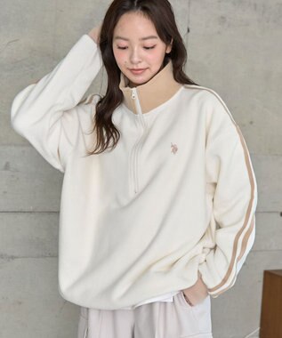 WEGO 【ユニセックス着用ITEM】USPOLOフリースハーフジッププルオーバー ホワイトその他