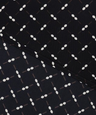 自由区 S 【セットアップ対応・洗える】ライトサテン8分袖 ブラウス ブラック系1