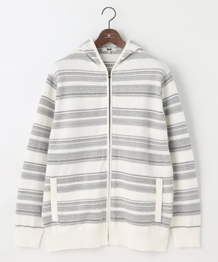 JOSEPH ABBOUD 【キングサイズ・柔らかな肌触り】洗える！コットンブークレーニットパーカー ホワイト系7