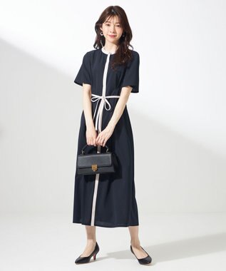 ANY SIS 【UVケア・ストレッチ・洗える】2WAYジョーゼットジャージー ワンピース ネイビー