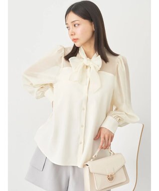 earth music&ecology シアードッキングブラウス Ivory