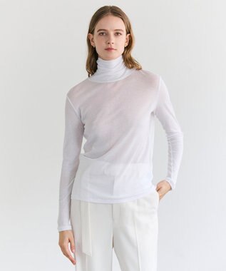 BEIGE， SORE / コットンシアーハイネックカットソー White