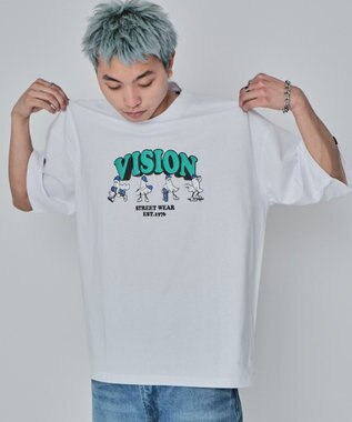 WEGO 【ユニセックス着用ITEM/MLサイズ展開】別注VISIONゴーストスケーターグラフィックT（SS） ホワイト