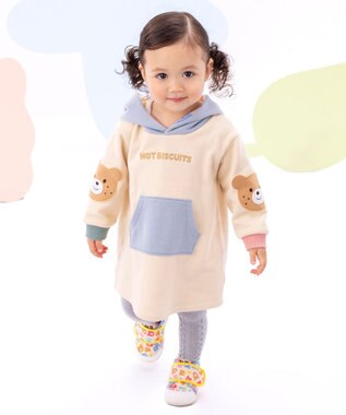 MIKI HOUSE HOT BISCUITS 【80-120cm】【NEW Color Series】裏毛パイル素材 パステルカラー フーディワンピース