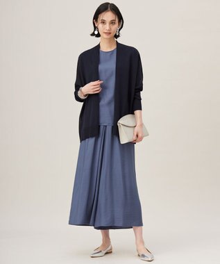 自由区 L 【アンサンブル対応・洗える】ドライシアーファインゲージ カーディガン ネイビー