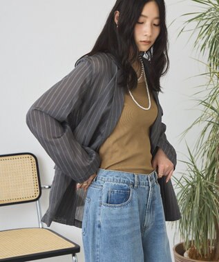 AMERICAN HOLIC シアーストライプジャケット Charcoal Gray