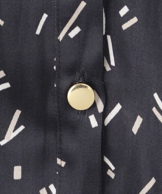 自由区 【洗える・XSサイズあり】ビンテージサテンプリント柄 ブラウス ブラック系5