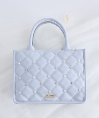 Maison de FLEUR パールビジューキルティングスクエアショルダー Light Blue