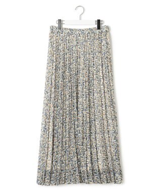 23区 【洗える】シアーヘリンボーンプリント プリーツ スカート ブループリント