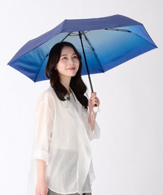 MOONBAT ハニカム断熱パラソル グラデーション 折りたたみ傘 晴雨兼用 日傘 一級遮光 UV ディープブルー