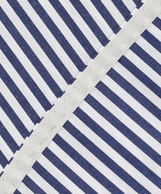 J.PRESS LADIES 【洗える】 コンパクトコットン ストライプ バンドカラー ブラウス ネイビー系1