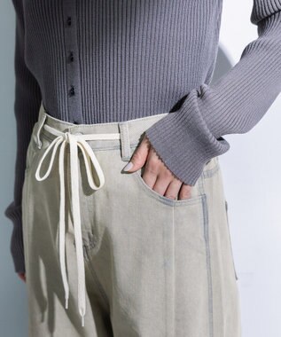 Green Parks コクーンシルエットデニムパンツ Gray Beige