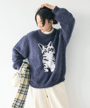 CRAFT STANDARD BOUTIQUE アニマルシャギーニットプルオーバー Navy