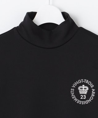 23区GOLF ファン多数の名品トップス 【WOMEN】ストレッチ裏フリース モックネックシャツ ブラック系