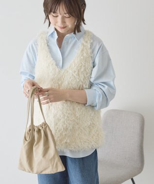 AMERICAN HOLIC 【選べる丈】フェザーVネックベスト Ivory