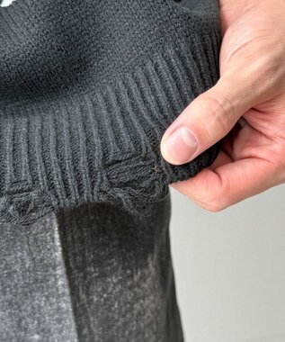 WEGO ダメージボーダーニットプルオーバー(SS) ブラックボーダー