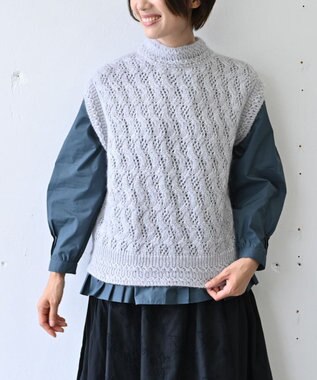 muuc 〈高品質シルク＆アンゴラモヘア〉模様編み ボトルネックベスト