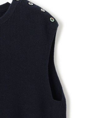 23区 【洗える】コットンカシミヤ ニットベスト ネイビー系