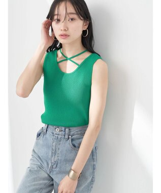 earth music&ecology レイヤリングニットタンクトップ Green