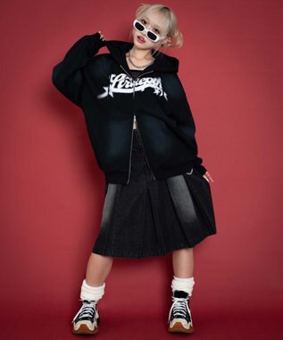 WEGO 【ユニセックス着用ITEM/MLサイズ展開】グラフィックZIPパーカー ブラック