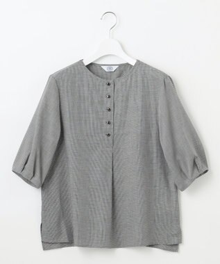 J.PRESS LADIES S 【洗える】ウォッシャブルキュプラツイル ボートネック ブラウス ブラックチェック系