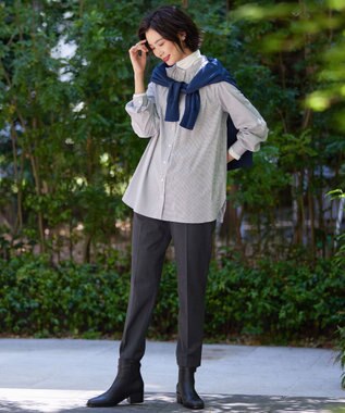 J.PRESS LADIES L 【洗える】シルキーレーヨンストレッチ Vネック カーディガン ダルブルー系