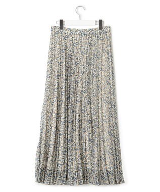 23区 【洗える】シアーヘリンボーンプリント プリーツ スカート ブループリント